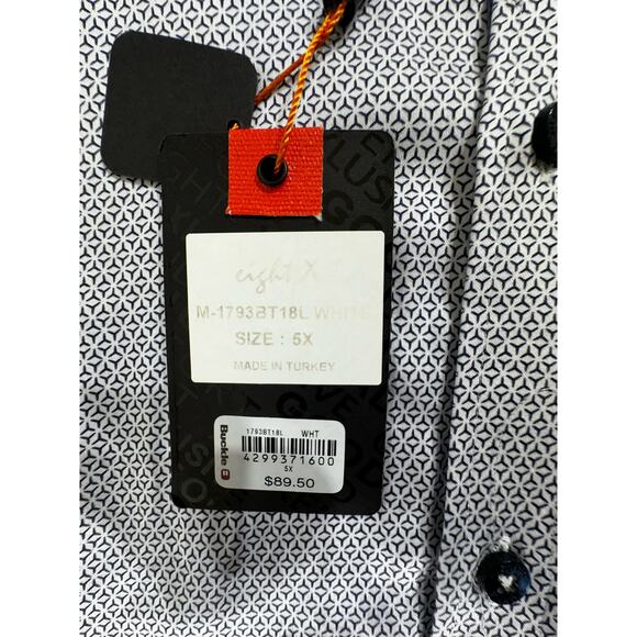 Eight X Premium Mens Shirt Size 5x Blue White Contrasting Flip Cuff Buckle NWT - Picture 6 of 12